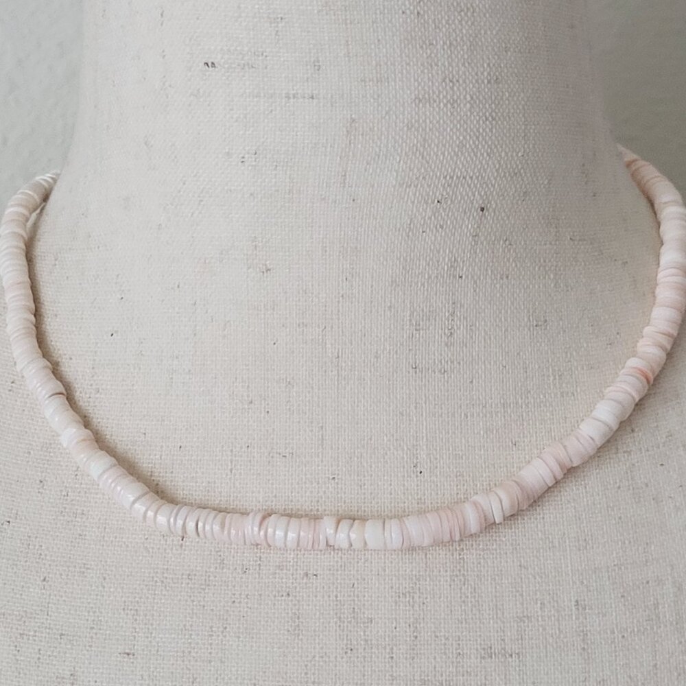 Vintage Pink Puka Shell Choker 16"